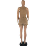 Ladies Spring Summer Stylish Fleece Comfort Tank Top Shorts  Two Piece Set