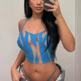 Summer Sexy Cutout See-Through Top Low Back Halter Neck Strapless Crop Top