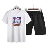 Casual Sports Short-Sleeved Set Men'S Two-Piece Summer Men'S Slim Fashion Sports Casual Trend T-Shirt Shorts