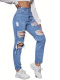 Women's Ripped Jeans Sexy High Waist Ladies Denim Pants