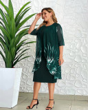Plus Size Women Elegant Lace Cape Dress