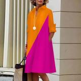 Women Turndwon collar print dress