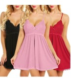 Lace Sexy Lingerie Women See-Through Pajamas Nightdress Plus Size Suspender Dress Set