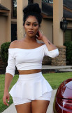 Sexy Skirt Pleated Off Shoulder Two-Piece Nightclub Set