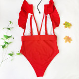 5-color one-piece ruffled swimsuit bikini