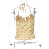 Spring and summer sexy floral sleeveless Bandeau Top strappy slim top