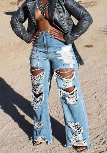 Pantaloni di jeans strappati sexy chic