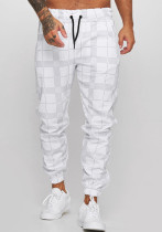 Rejilla cuadrada Impresión digital 3d Pantalones casuales fitness Pantalones ajustados