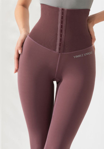 Pantaloni da allenamento Shapewear a vita alta Pantaloni sportivi aderenti elasticizzati da donna Pantaloni da yoga da allenamento con sollevamento del culo color pesca