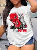 Spring women's student wear t-shirt short-sleeved letter pattern banknote printing t-shirt