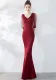 Bridal Toast Dress Fashion Formal Party Red Sexy Slim Mermaid Dress Wedding Evening Dress for Women