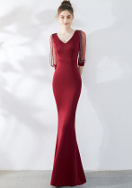Braut Toast Kleid Mode Formelle Party Rot Sexy Schlank Meerjungfrau Kleid Hochzeitsabendkleid für Frauen