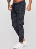 Square grid 3d digital printing Casual pants fitness Tight Pants