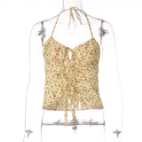 Spring and summer sexy floral sleeveless Bandeau Top strappy slim top
