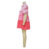 Women's V-Neck Contrast Color Satin Dress Patchwork A-Line Swing Dress
