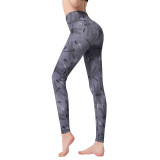 Yoga Leggings Women's High Waist Tight Fitting Stretch Sports Yoga Fitness Pants Sweat-Absorbing Quick-Drying Printed Yoga Clothes