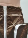 Women's Solid Color Large Pocket Zipper Trend Cargo Style Slim Skirt Short Skirt