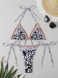 Women's Print Lace-Up Two Pieces Bikini Swimsui