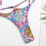 Sexy Floral Print Two Piece Bikini Swimsuit