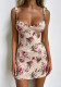 Floral Print Straps Mini Dress Street Retro Fashion Casual Summer Women's Dress