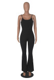 Women's Summer Ribbed Solid Casual Straps Jumpsuit