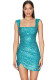 Women's Sequin Square Neck Fashion Style Sexy Side Slit Bodycon Women's Party Dress