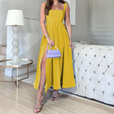 Summer Women Fashion Sexy Sleeveless Mid Length Strap Dress
