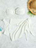 Sexy Solid Strapless Beach Bikini Cover Up Skirt Three-Piece Swimsuit