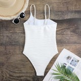 Sexy Solid One-Piece Straps Swimsuit