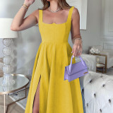 Summer Women Fashion Sexy Sleeveless Mid Length Strap Dress