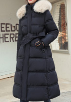Frauen Winter Langarm Polsterung Lange Jacke