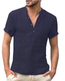 Men Casual Short Sleeve Solid Shirt