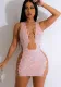 Women Solid Sequin Lace Up Sleeveless Mini Dress（customized,MOQ 6pcs/size/color,process time 7-10 days）