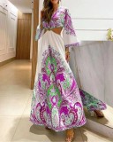 Women Summer Printed Cutout Dress