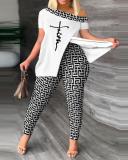 Women Summer Print Off-Shoulder Top and Pant Two-Piece Set