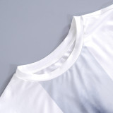 Women Summer Round Neck Short Sleeve Print T-Shirt