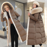 Frauen Winter Langarm Polsterung Lange Jacke