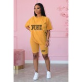 Women Printed Casual Oversized T-Shirt and Shorts Two-Piece Set