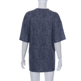 Women's Summer Casual Round Neck Fashion Cross Print Short Sleeve T-Shirt Top