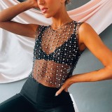 Spring Summer Women's Sexy Beaded Camisole Top