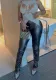 Ladies' Fashion Slit Hem Slim Pleated Casual Leather Pants