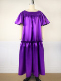 Spring Loose U-neck Half Sleeve A-Line Dress Plus Size Women's Fashion Career Loose Dress