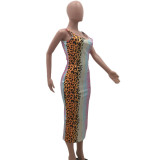 Women's Low Back Leopard Print Dress (Includes Bandana)