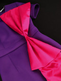 spring color contrast Bodycon Career wind big bow decoration dress Bow Dress