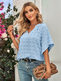 Spring Summer women's clothing Casual style v-neck solid color top