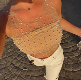 Spring Summer Women's Sexy Beaded Camisole Top