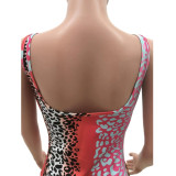 Women's Low Back Leopard Print Dress (Includes Bandana)