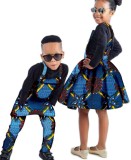 African printed batik full cotton children's wear parent-child wear men's overalls + women's skirt