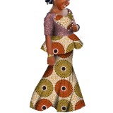 African girls printed high waist skirt suit cotton sequined children's dress skirt suit