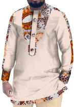 Ropa africana informal de algodón para hombres Dashiki Patchwork Top de manga larga Bazin Ridge ropa africana tradicional